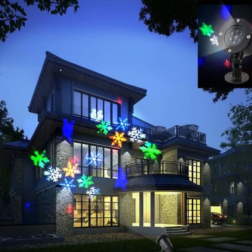 Orion Store - Kerstverlichting Voor Buiten - Kerst Sneeuwval Projector - Outdoor Kerst Projector - Outdoor Sneeuwvlok Projectie Verlichting - Projector Verlichting – Kerstmis Projector - Feestdagen Projector Lichten - Energieklasse A - Black Friday Store