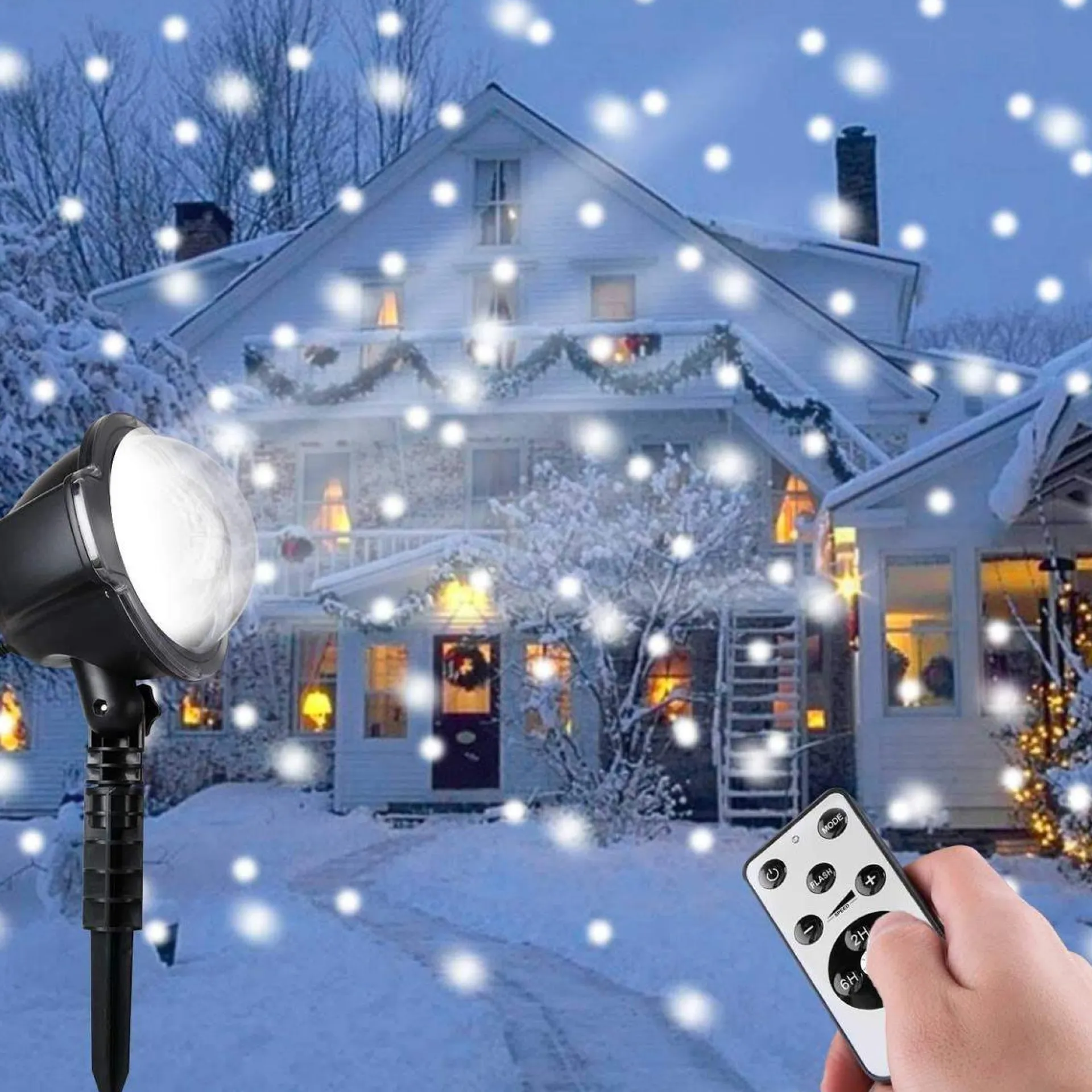 Merkloos Outdoor Snow Projector Met 4 Snelheden En Timer | Buiten Sneeuw Projector Waterproof Met Afstandbedinieng Discount