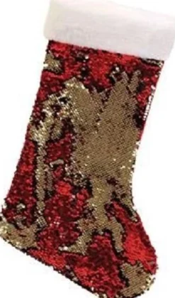 festive wonderland Kerstsokken>Pailletten Kerstsok Rood/Goud