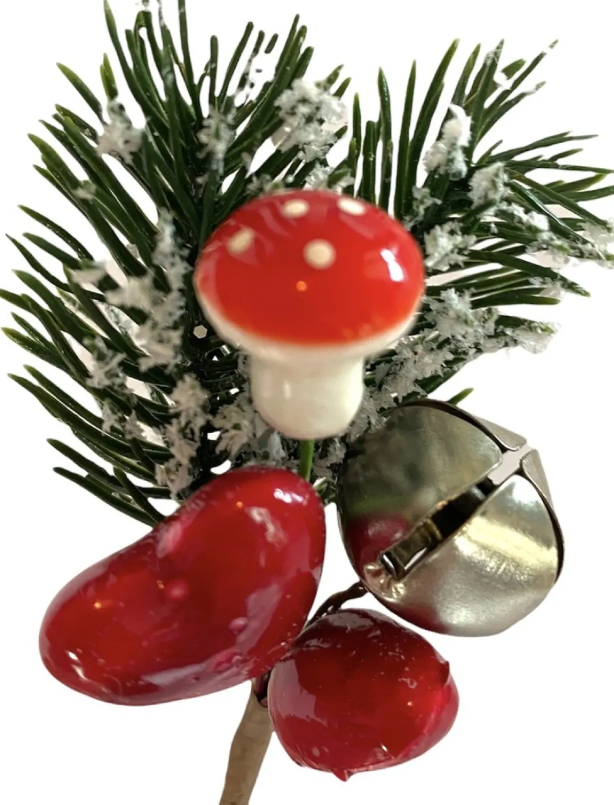 PD Kerststukjes>® - Mini Kersttak Met Bellen - Kerst Tak Met Decoratief Hart En Bel - Cadeauverpakking Decoratie - Kerst
