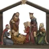 Merkloos Kerststallen>Polystone Kerststal Met Ster Inclusief Kerstbeelden 20 X 5,5 X 15 Cm