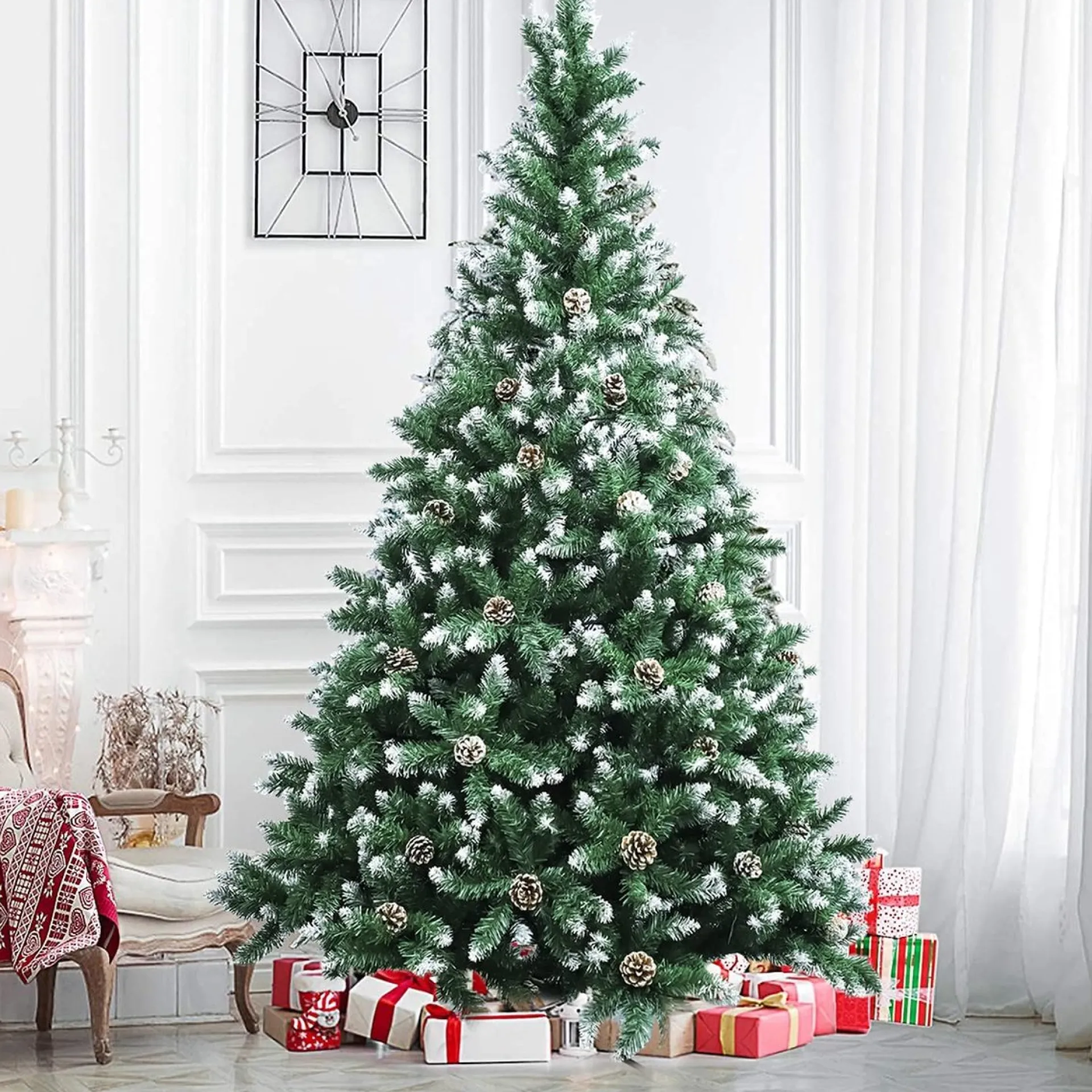 Nature Originals Prachtig Volle Kerstboom - Kunstkerstboom - Sneeuw - Dennen - Gemakkelijk Opzetbaar - Stevig Onderstel - Met Sneeuw En Dennen - Dennenboom - Dennenappels - Besneeuwde Takken - Verschillende Maten - Sfeer Maker - Duurzaam - 210 Cm Outlet