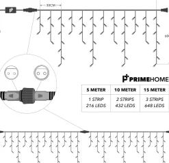 PrimePlus Primehome Ijspegel Verlichting Buiten 432 Led - Lichtgordijn – Kerstverlichting - 10 Meter – Uitbreidbaar Tot Maximaal 15 Meter – Ijspegelverlichting – Warm Wit – 8 Standen Sale