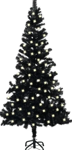 ForYou Prolenta Premium - Kunstkerstboom Met Led's En Standaard 120 Cm Pvc Zwart Outlet