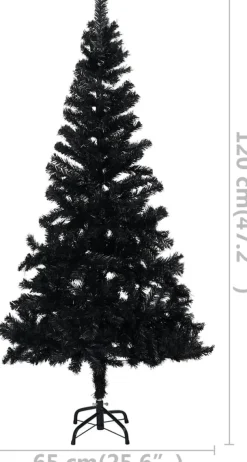 ForYou Prolenta Premium - Kunstkerstboom Met Led's En Standaard 120 Cm Pvc Zwart Outlet