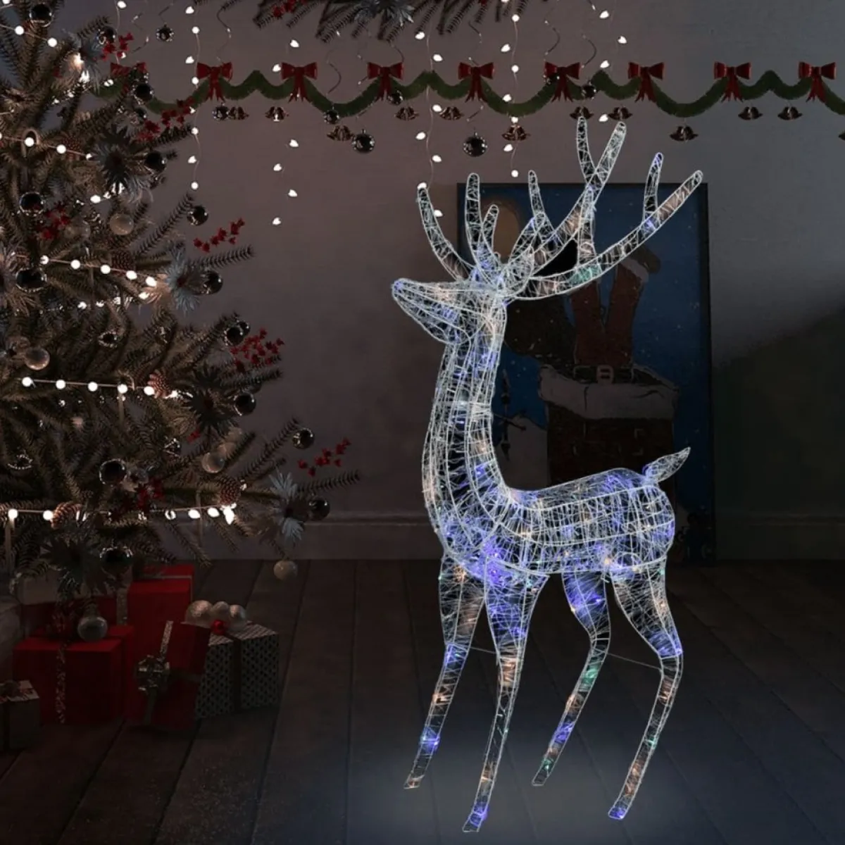 Prolenta Premium Kerststukjes> Kerstdecoratie Rendier 250 Led's Meerkleurig 180 Cm Acryl