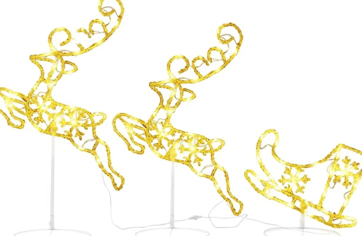 Prolenta Premium Kerststukjes> Kerstdecoratie Rendieren En Slee 260X21X87 Cm Acryl Warmwit