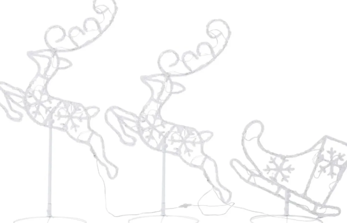 Prolenta Premium Kerststukjes> Kerstdecoratie Rendieren En Slee 260X21X87 Cm Acryl Warmwit