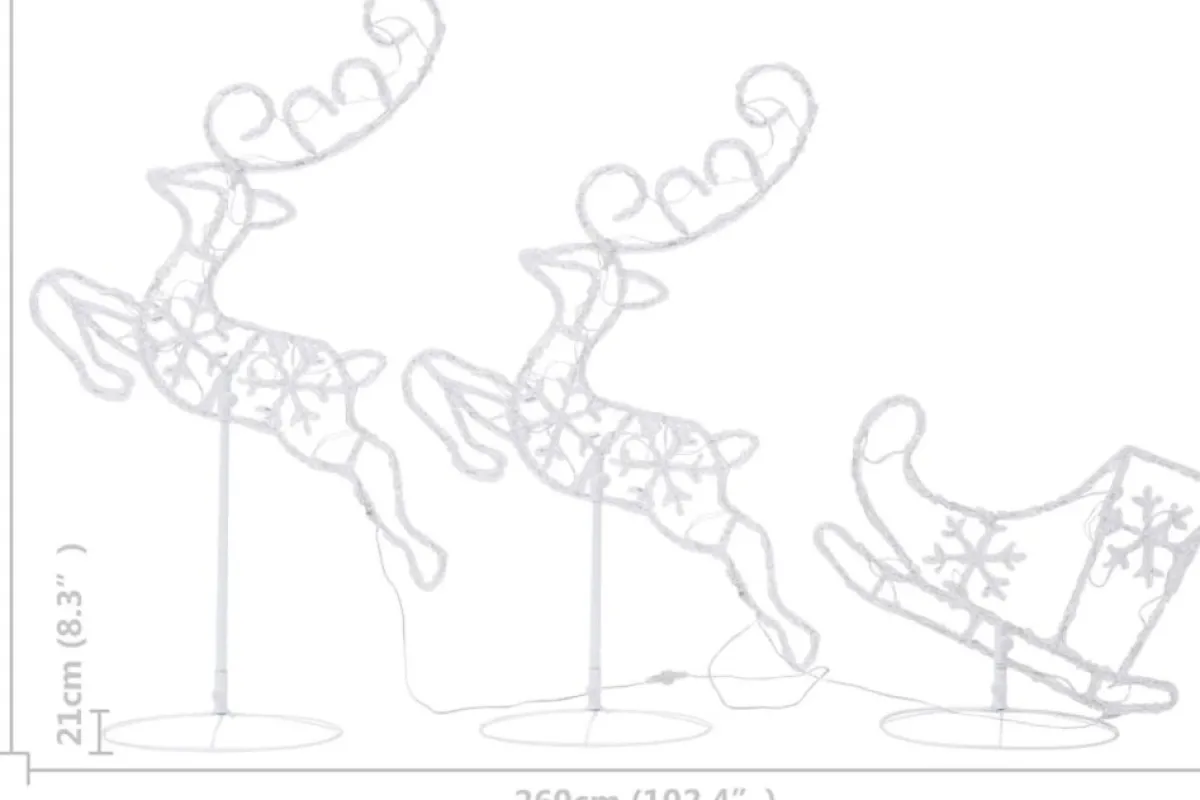 Prolenta Premium Kerststukjes> Kerstdecoratie Rendieren En Slee 260X21X87 Cm Acryl Warmwit