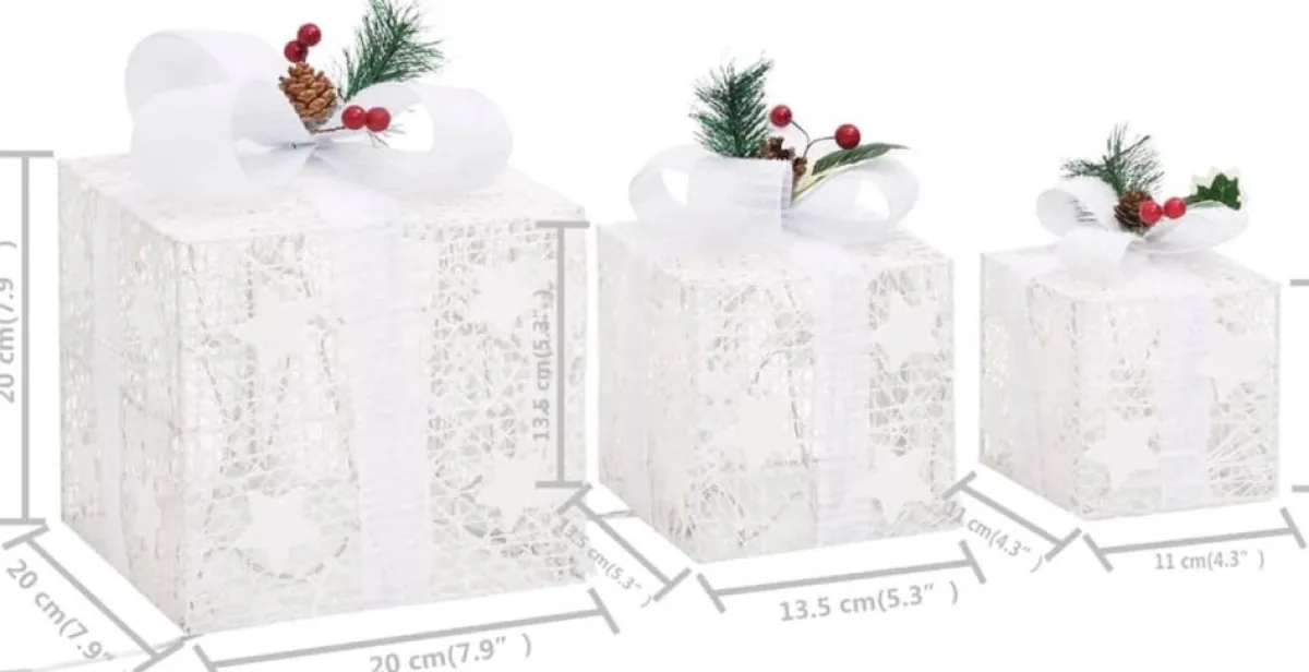 Prolenta Premium Kerststukjes> Kerstdecoratie Geschenkdozen 3 St Binnen/Buiten Zilverkleurig