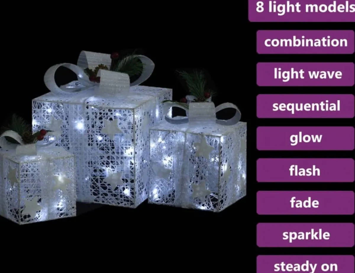 Prolenta Premium Kerststukjes> Kerstdecoratie Geschenkdozen 3 St Binnen/Buiten Zilverkleurig