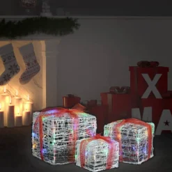 Prolenta Premium Kerststukjes> Kerstverlichting Geschenkdozen 3 St Decoratief Acryl Kleurrijk