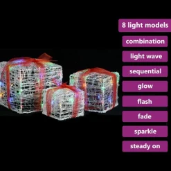 Prolenta Premium Kerststukjes> Kerstverlichting Geschenkdozen 3 St Decoratief Acryl Kleurrijk