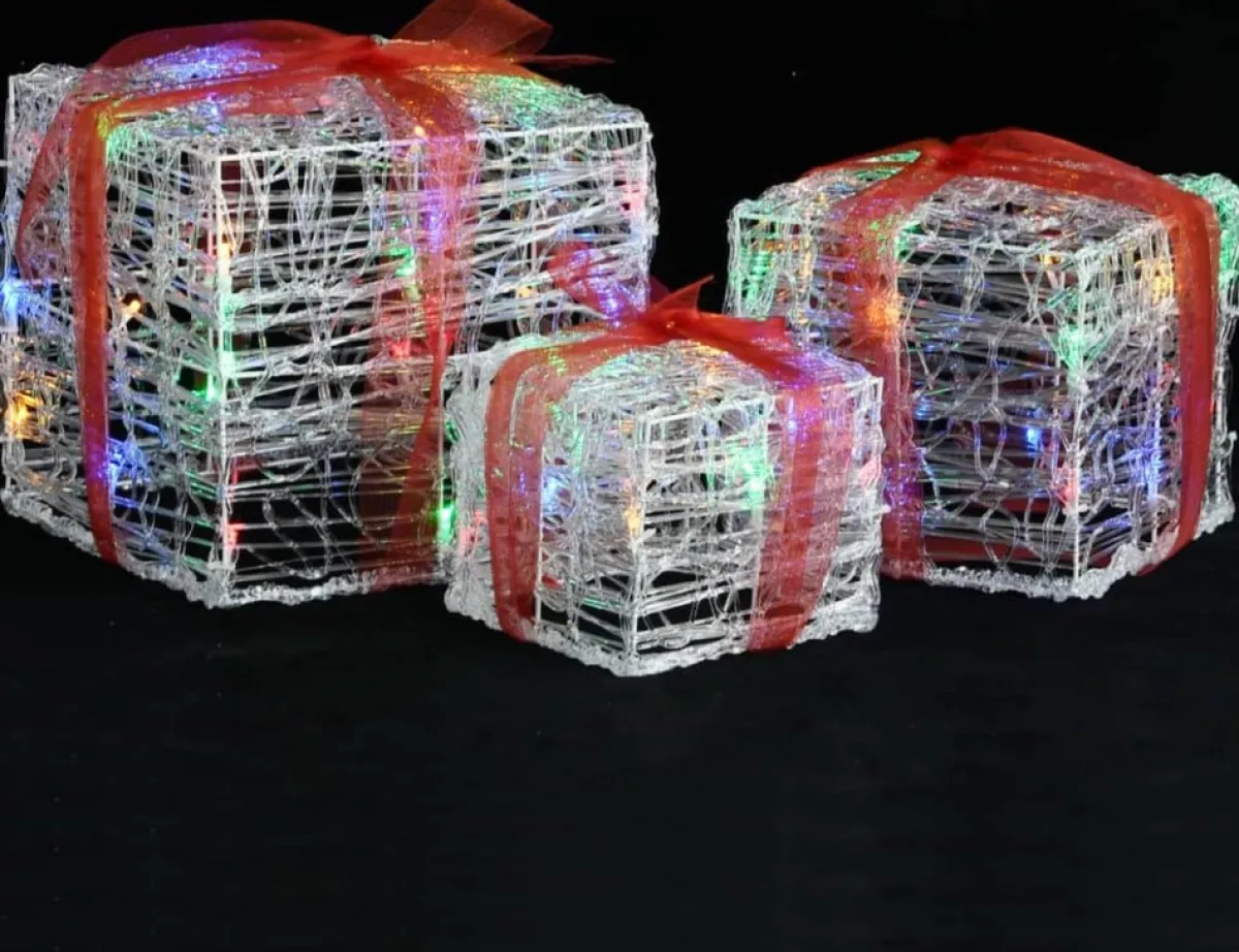 Prolenta Premium Kerststukjes> Kerstverlichting Geschenkdozen 3 St Decoratief Acryl Kleurrijk