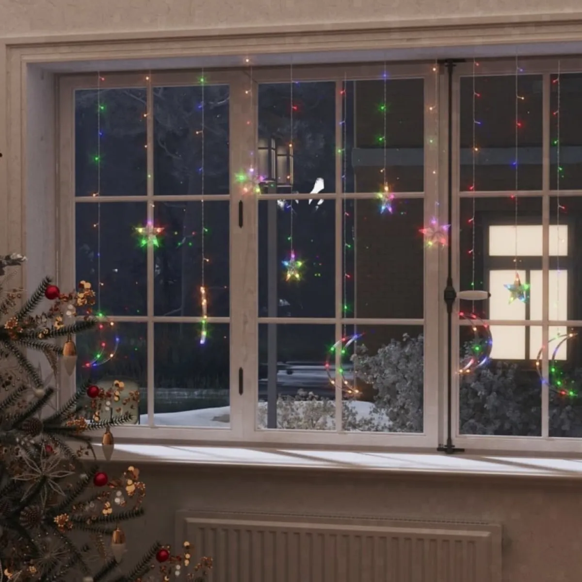 Prolenta Premium Kerststukjes> Lichtslinger Ster En Maan 138 Led's Meerkleurig