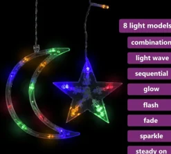 Prolenta Premium Kerststukjes> Lichtslinger Ster En Maan 138 Led's Meerkleurig