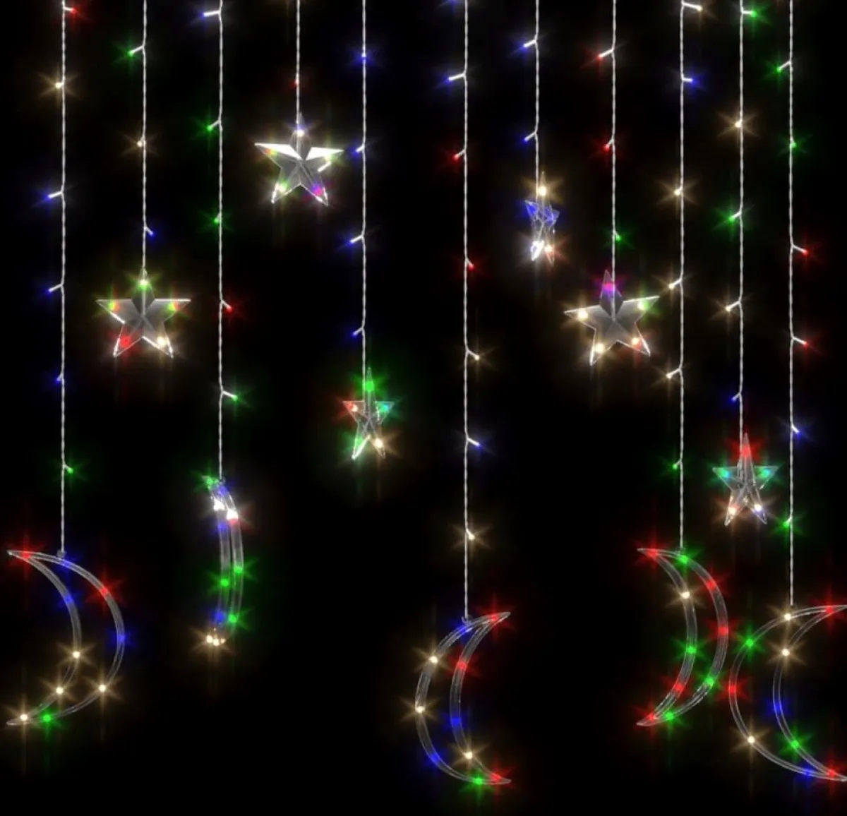 Prolenta Premium Kerststukjes> Lichtslinger Ster En Maan 138 Led's Meerkleurig