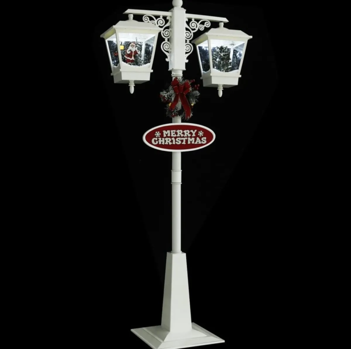 Prolenta Premium Kerststukjes> Straatlantaarn Met Kerstman 81X40X188 Cm Pvc Wit En Rood