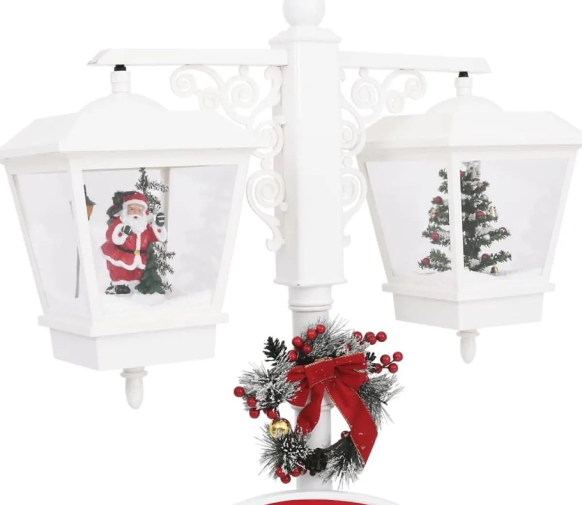 Prolenta Premium Kerststukjes> Straatlantaarn Met Kerstman 81X40X188 Cm Pvc Wit En Rood