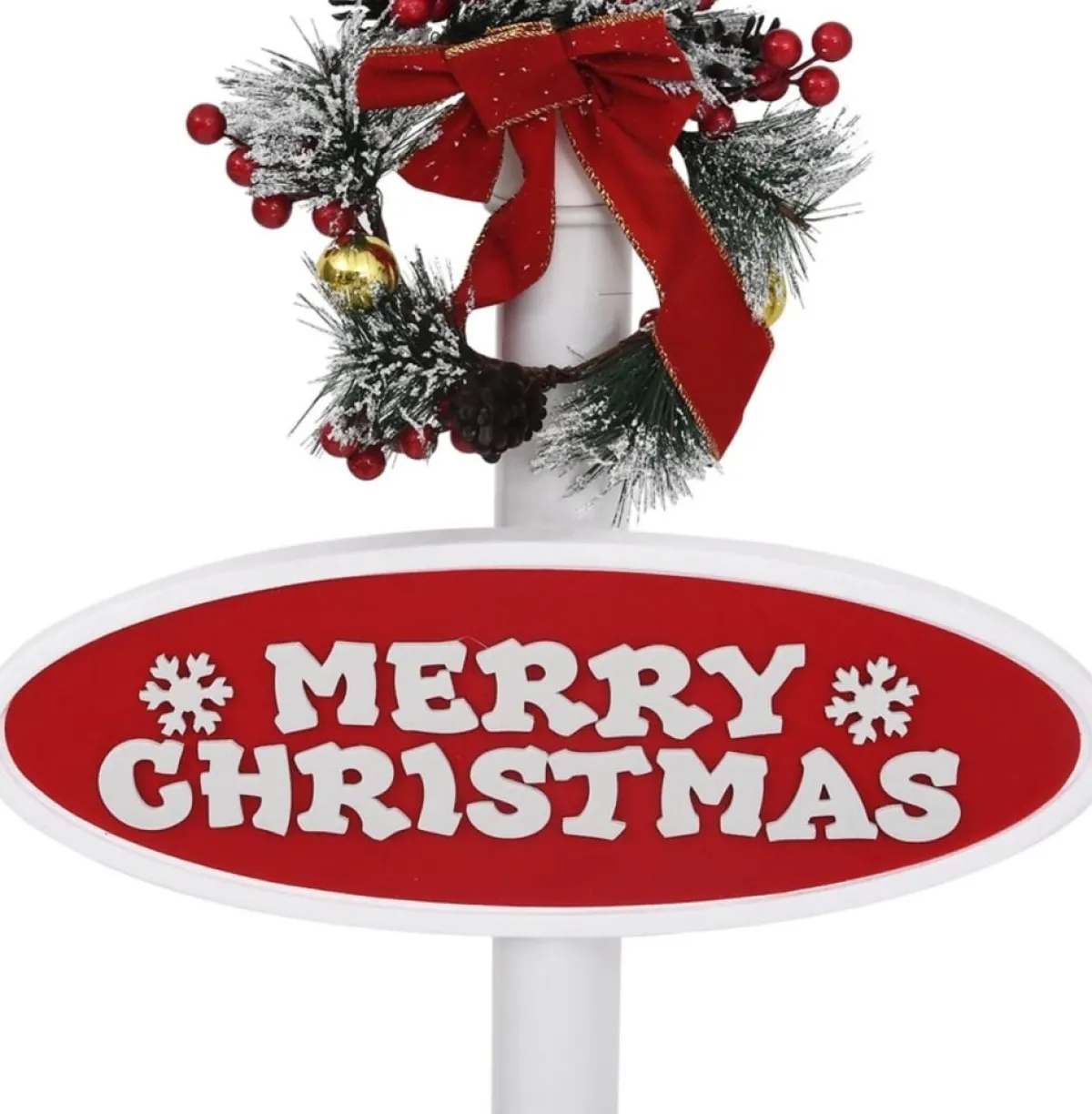 Prolenta Premium Kerststukjes> Straatlantaarn Met Kerstman 81X40X188 Cm Pvc Wit En Rood