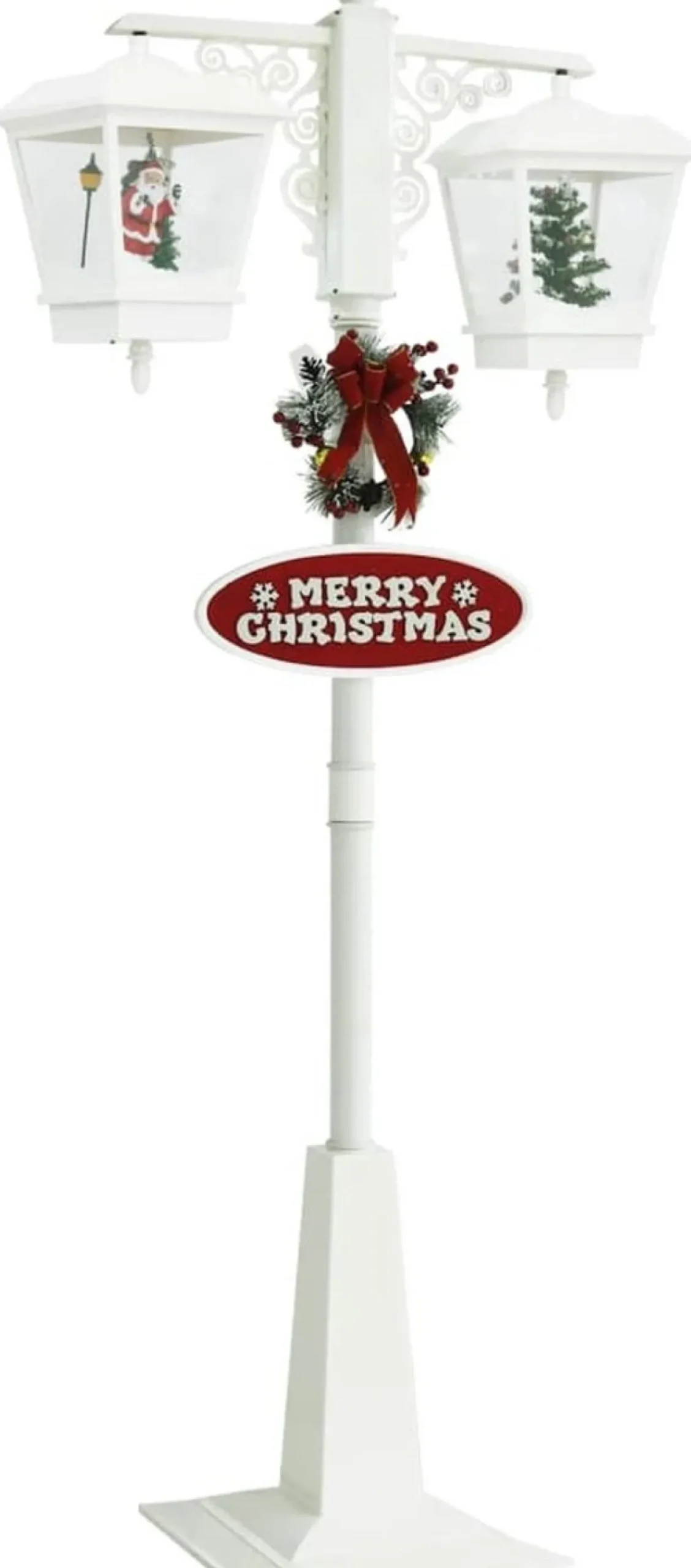 Prolenta Premium Kerststukjes> Straatlantaarn Met Kerstman 81X40X188 Cm Pvc Wit En Rood