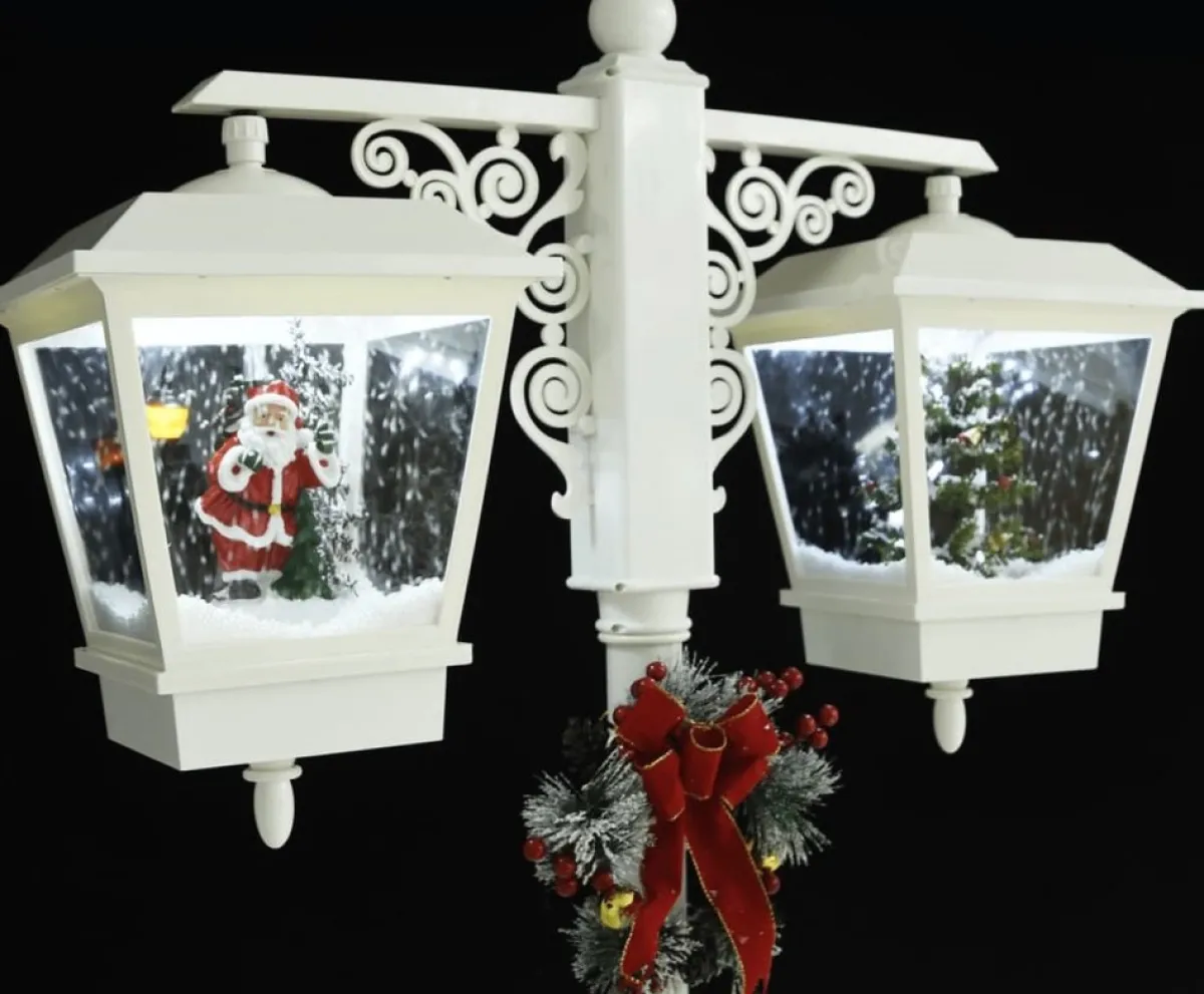 Prolenta Premium Kerststukjes> Straatlantaarn Met Kerstman 81X40X188 Cm Pvc Wit En Rood