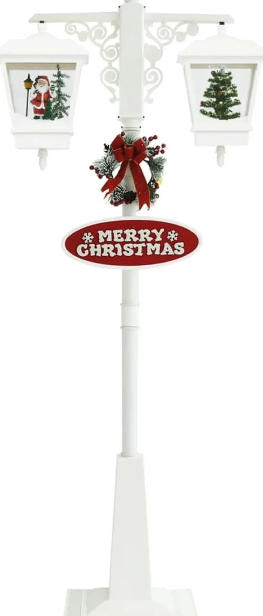 Prolenta Premium Kerststukjes> Straatlantaarn Met Kerstman 81X40X188 Cm Pvc Wit En Rood