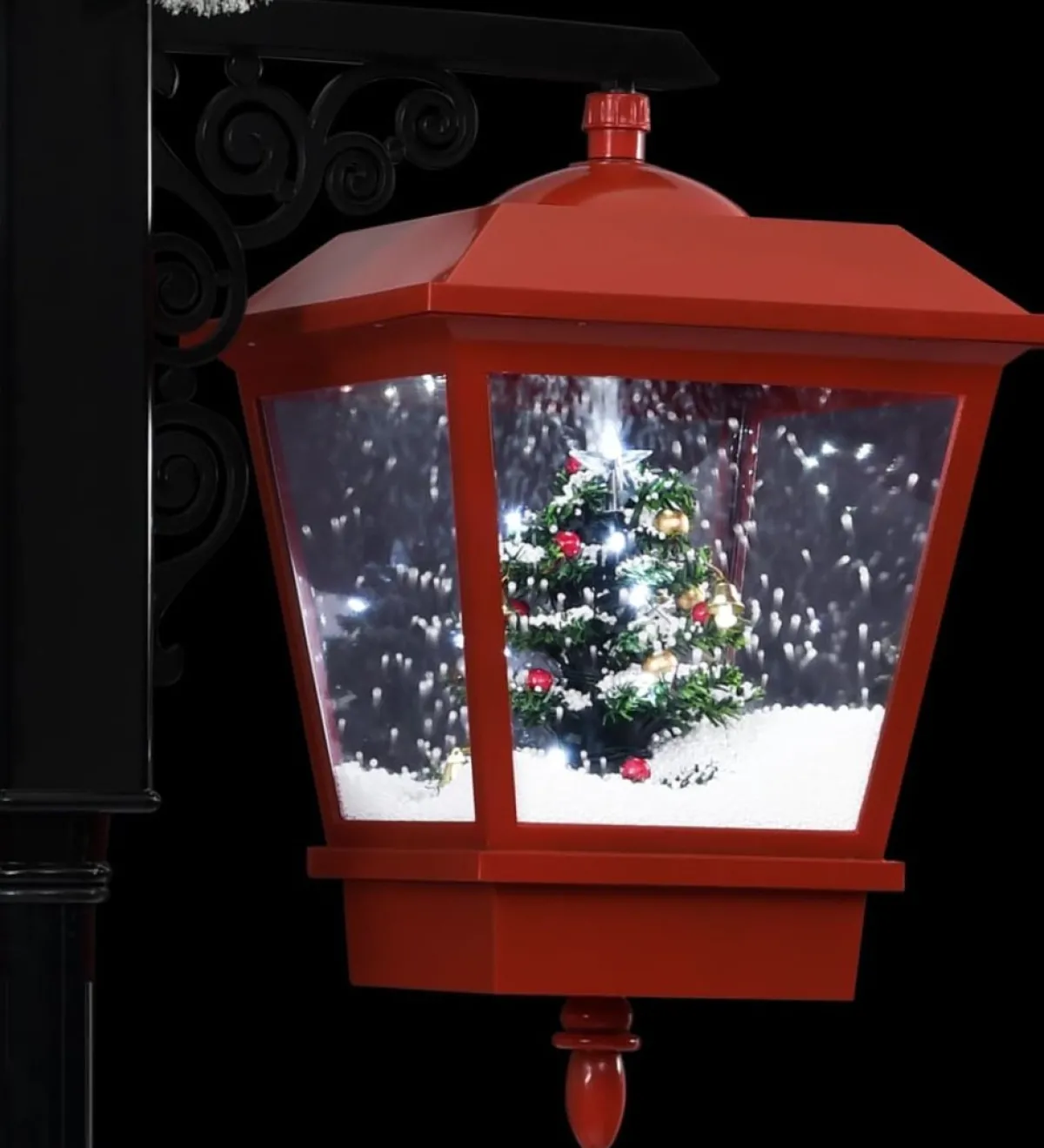 Prolenta Premium Kerststukjes> Straatlantaarn Met Kerstman 81X40X188 Cm Pvc Zwart En Rood