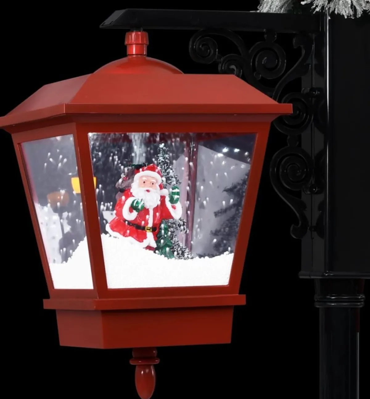 Prolenta Premium Kerststukjes> Straatlantaarn Met Kerstman 81X40X188 Cm Pvc Zwart En Rood
