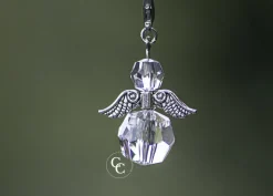 CC Kerstbeelden>Raamhanger Beschermengel , Hand Vervaardigd Uit Swarovski Kristallen . ( Bescherm Engel , Kettinghanger , Sleutelhanger ) , Zilver