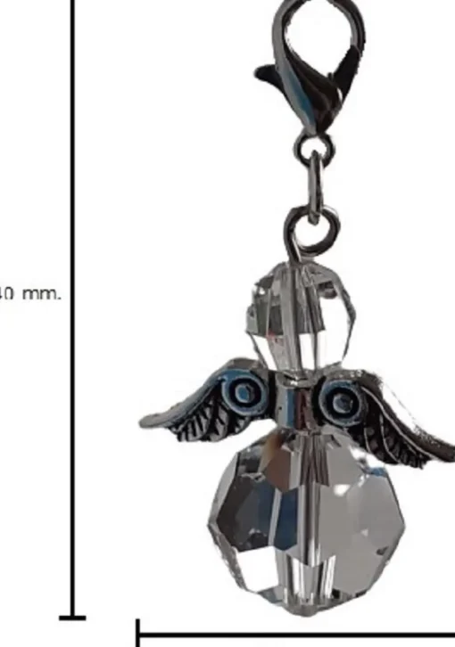 CC Kerstbeelden>Raamhanger Beschermengel , Hand Vervaardigd Uit Swarovski Kristallen . ( Bescherm Engel , Kettinghanger , Sleutelhanger ) , Zilver
