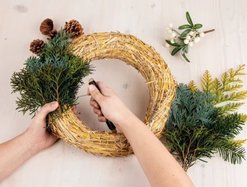 Rayher hobby materialen Kerstkransen>Rayher Krans - Van Stro - 40 X 6,5 Cm - Deurkrans - Kerstkrans