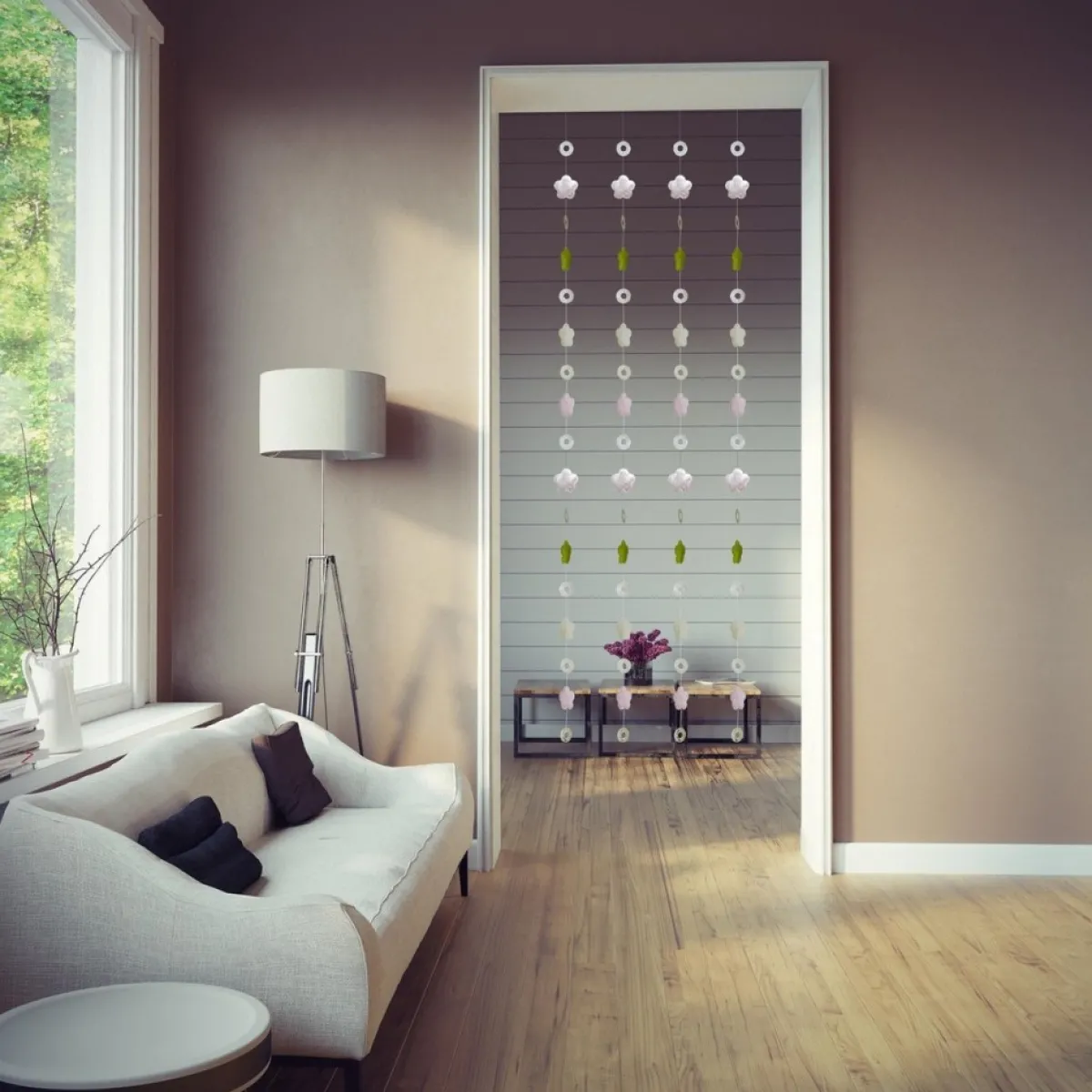 Relaxdays Guirlandes> Capiz Schelpen Guirlande - Schelpen Gordijn - 4 Stuks - Deurgordijn Balkon 180Cm - E