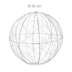 Relaxdays Led Draadbol - Decoratieve Lamp - 20 Cm - Sierlamp - Draadlamp - Zilver Outlet