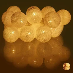 Relaxdays Led Lichtslang Met 20 Ballen - Sfeerverlichting - Feestverlichting - Katoen Grijs-Bruin Cheap