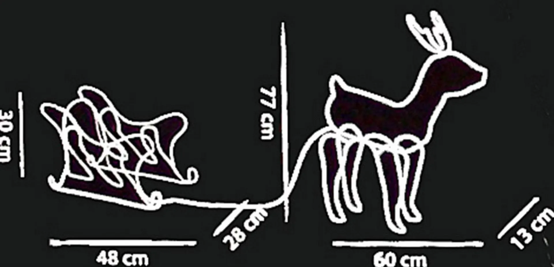 Merkloos Rendier Met Slee - 3D Slangverlichting - Kerstversiering - Kerst - Kerstverlichting Buiten - Kerstverlichting - 504 Lampjes Best