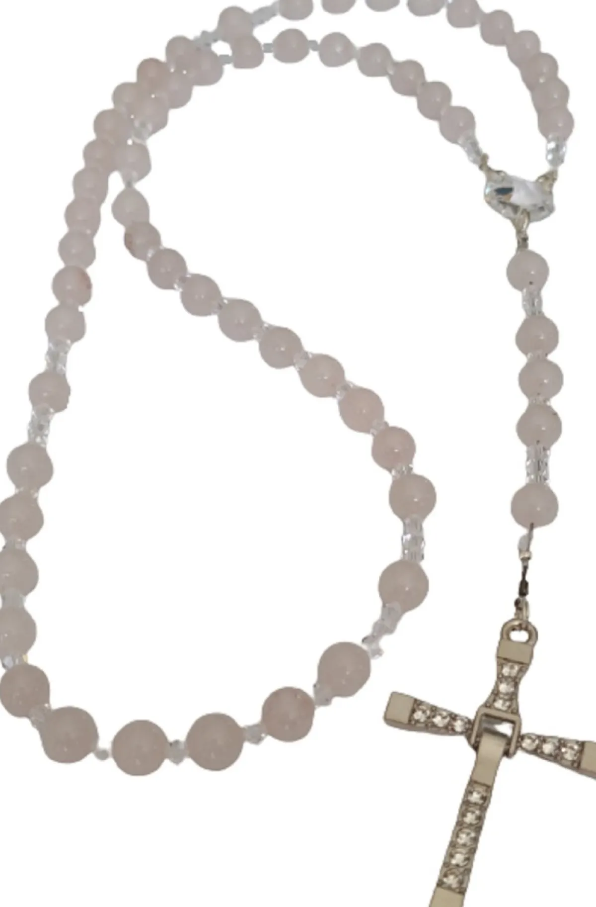 CrystalDesign Kerstkransen>Rozenkrans, Paternoster Gemaakt Met Rozenkwarts Kralen En Kristallen Van Swarovski, Gebedssnoer, Rozenkransgebed, Kruisteken, Meditatie, Spiritueel, Geloof, Geloofsteken, Cadeau, Ketting, Kruis, Gebed, Gebedssnoer, Gebedsketting, Kerstpakket Cadeau