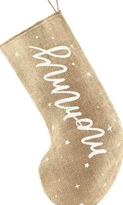 PartyDeco Kerstsokken>Rustic Christmas – Jute Sok Met Opdruk Mommy