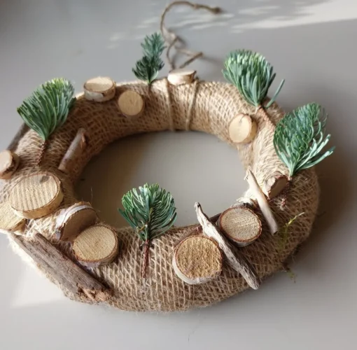 Juuls Gift Shop (merkloos) Kerstkransen>Schattige Krans Met Kerstboompjes, Kerst, Cadeau, 20Cm Diameter