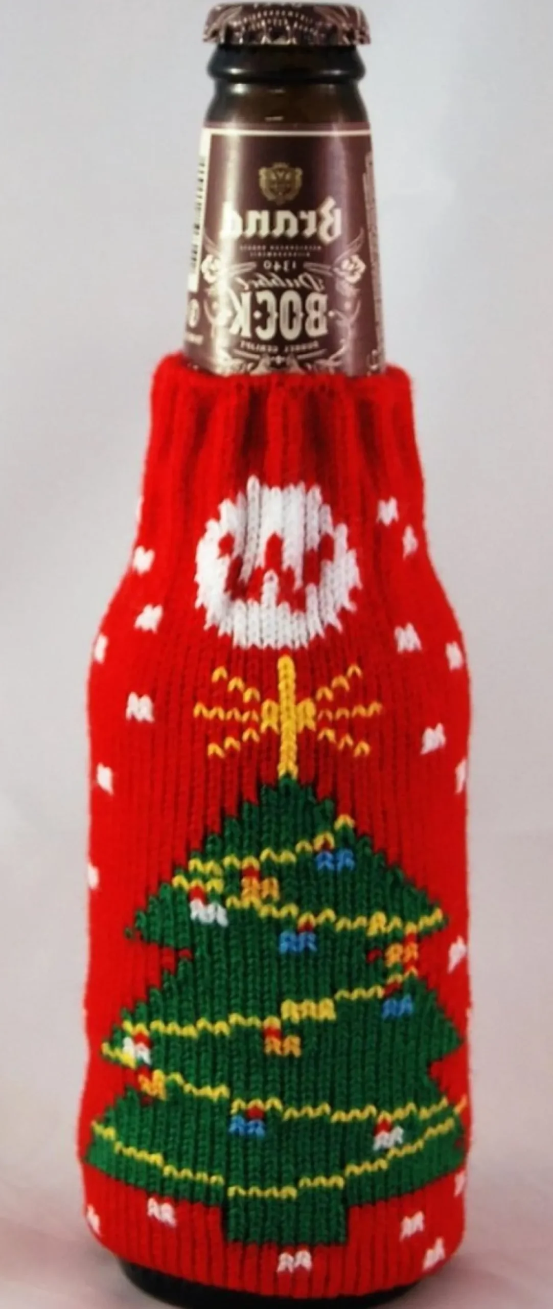 Merkloos Kerstsokken>Set Van 2 Kerst Bierfles Koel Houder - Rood - Kerstmis - Feestdagen