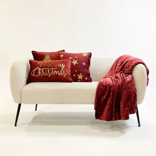 Sierkussen.nl Kerstkussens>Set Van 3 Kerst Sierkussens - Rood - Wit - Groen - Goud - 3X Merry Christmas - Inclusief Polyestervulling - Zachte Stoffen - Sfeerkussens