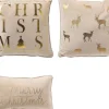 Sierkussen.nl Kerstkussens>Set Van 3 Sierkerst Kussens - Wit En Goud - 1X Deer - 1X Christmas - 1X Merry - Inclusief Polyester Vulling - Zachte Stoffen - Sfeerkussens