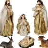 Decoris Kerststallen>Set Van 8 Stuks Kerststal Beelden / Kerstbeelden 12 Cm Kerstdecoratie - Kerststal Beeldjes / Beelden Kerstdecoraties