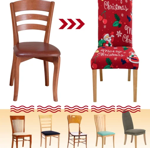 Merkloos Set Van 6-Kerst Stoelhoezen, Stoelhoes Feestelijke Cover Decoratie Beschermer Stoelhoes Party Restaurant Stoelhoes Best