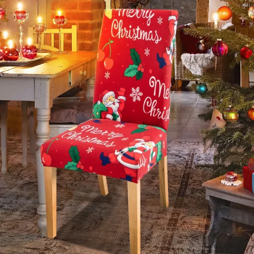 Merkloos Set Van 6-Kerst Stoelhoezen, Stoelhoes Feestelijke Cover Decoratie Beschermer Stoelhoes Party Restaurant Stoelhoes Best