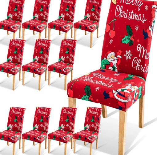 Merkloos Set Van 12-Kerst Stoelhoezen, Stoelhoes Feestelijke Cover Decoratie Beschermer Stoelhoes Party Restaurant Stoelhoes Sale