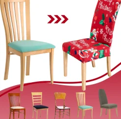 Merkloos Set Van 12-Kerst Stoelhoezen, Stoelhoes Feestelijke Cover Decoratie Beschermer Stoelhoes Party Restaurant Stoelhoes Sale