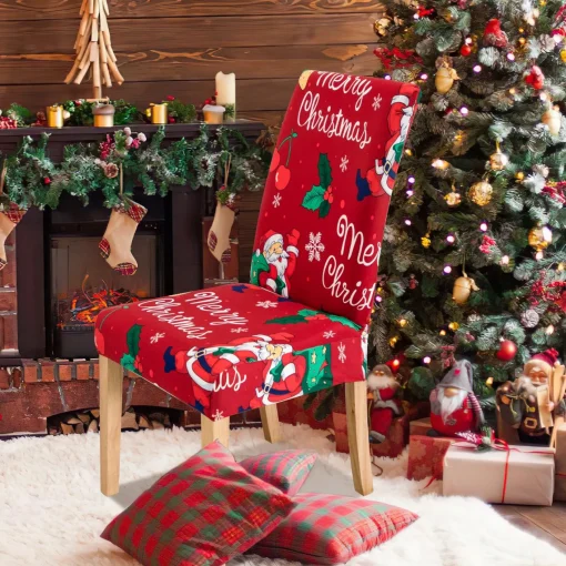 Merkloos Set Van 12-Kerst Stoelhoezen, Stoelhoes Feestelijke Cover Decoratie Beschermer Stoelhoes Party Restaurant Stoelhoes Sale