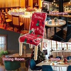 Merkloos Set Van 12-Kerst Stoelhoezen, Stoelhoes Feestelijke Cover Decoratie Beschermer Stoelhoes Party Restaurant Stoelhoes Sale