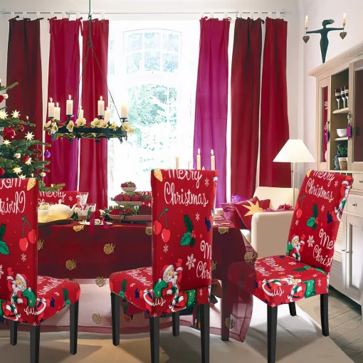 Merkloos Set Van 12-Kerst Stoelhoezen, Stoelhoes Feestelijke Cover Decoratie Beschermer Stoelhoes Party Restaurant Stoelhoes Sale